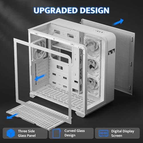 darkFlash L280 ATX Mid Tower White with Tempered Glass Side Panel and USB 3.2 Gen 1 Type-A USB 2.0 Type-A Front Panel image