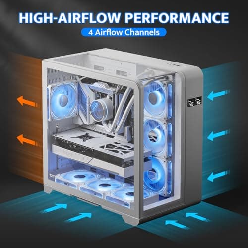 darkFlash L280 ATX Mid Tower White with Tempered Glass Side Panel and USB 3.2 Gen 1 Type-A USB 2.0 Type-A Front Panel image