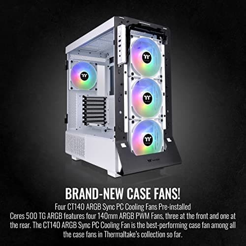 Thermaltake Ceres 500 ATX Mid Tower White Tempered Glass Side Panel, Front USB 3.2 Gen 2 Type-C & USB 3.2 Gen 1 Type-A image
