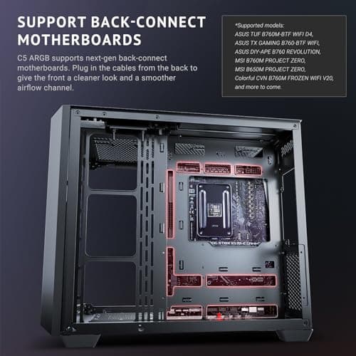 Antec C5 ARGB ATX Mid Tower Black with Tempered Glass Side Panel and USB 3.2 Gen 2 Type-C, USB 3.2 Gen 1 Type-A Front Panel image