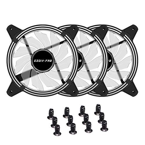 EZDIY-FAB 120mm White LED Fan, Dual-Frame LED Case Fan for PC Cases, High Airflow Quiet,CPU Coolers, and Radiators,3-Pin-3-Pack image