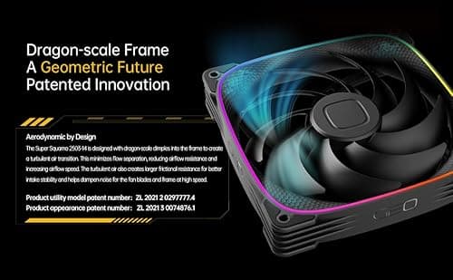 Geometric Future Squama 2503 91.15 CFM 140mm Black Addressable RGB PWM 1-Pack image