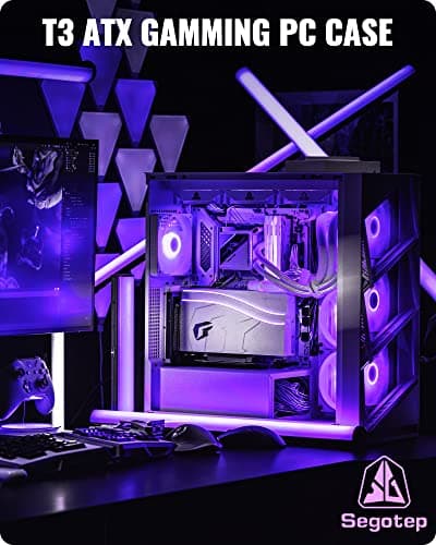 Segotep T3 Aeolus ATX Mid Tower White with Tempered Glass Side Panel and USB 3.2 Gen 2 Type-C USB 3.2 Gen 1 Type-A image