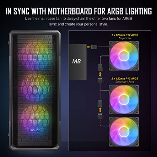 Antec NX360 ATX Mid Tower Black with Tempered Glass Side Panel and USB 3.2 Gen 1 Type-A, USB 2.0 Type-A image