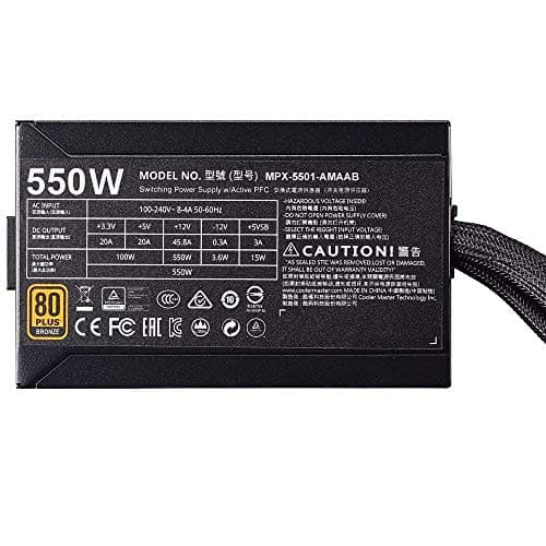 Cooler Master MasterWatt 550 550 W 80+ Bronze Certified Semi-modular ATX Power Supply image