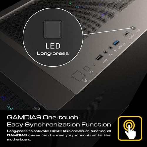 GAMDIAS ATHENA P1 ATX Mid Tower Black with Tempered Glass Side Panel and USB 3.2 Gen 1 Type-C, USB 3.2 Gen 1 Type-A, USB 2.0 Type-A image