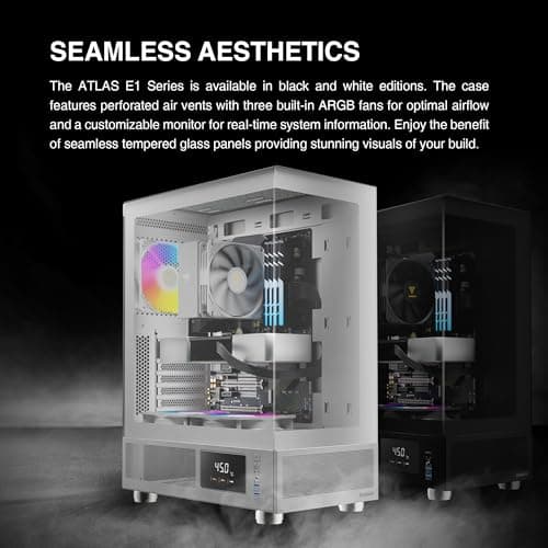 GAMDIAS ATLAS E1 ATX Mid Tower White with Tempered Glass Side Panel and USB 3.2 Gen 1 Type-A Front Panel image