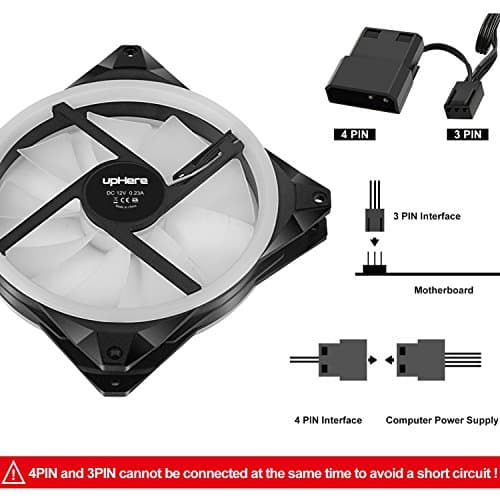 upHere 140mm case Fan 3PACK Solar Eclipse Hydraulic Bearing Quiet Cooling case Fan for Computer Mirage Color LED Fan 3 pin with Anti Vibration Rubber Pads(Blue) 14CMB3-3 image