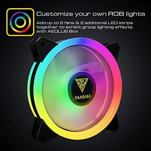 GAMDIAS AEOLUS M2 120mm Black PWM Addressable RGB 56 CFM 5-Pack image