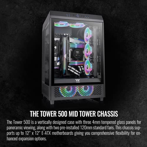 Thermaltake The Tower 500 ATX Mid Tower Black Tempered Glass Side Panel image