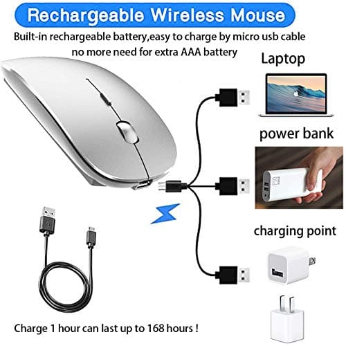 Wireless Mouse for MacBook Air/Pro Wireless Mouse for MacBook Laptop Windows iMac (Silver) image