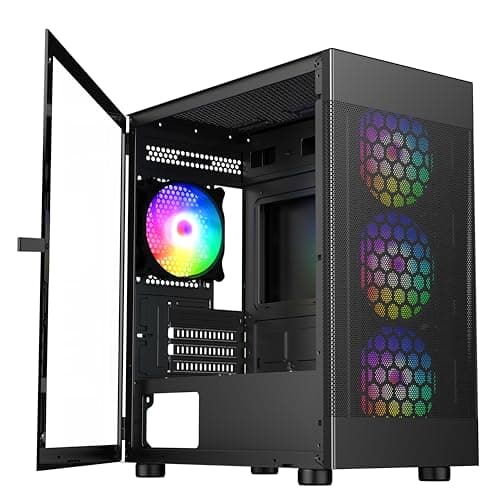 DIYPC ARGB-G5 ATX Mid Tower Black with Tempered Glass Side Panel and USB 3.2 Gen 1 Type-A, USB 2.0 Type-A image
