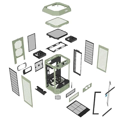 Thermaltake The Tower 250 Mini-ITX Tower Green / Black Tempered Glass Side Panel image
