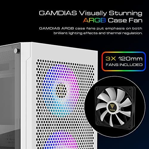 GAMDIAS TALOS E3 MESH ATX Mid Tower White Tempered Glass image