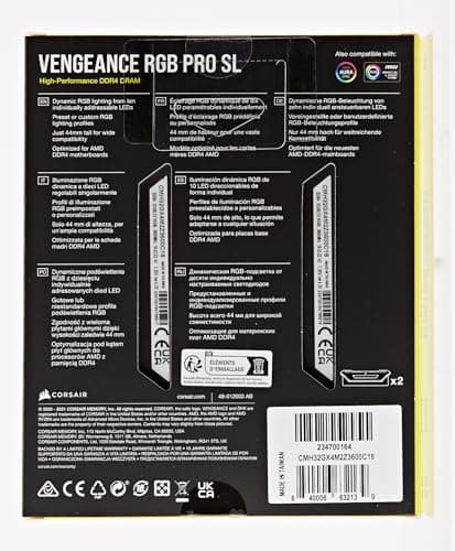 Corsair Vengeance RGB Pro SL Black DDR4-3600 CL18 32GB (2x16GB) image