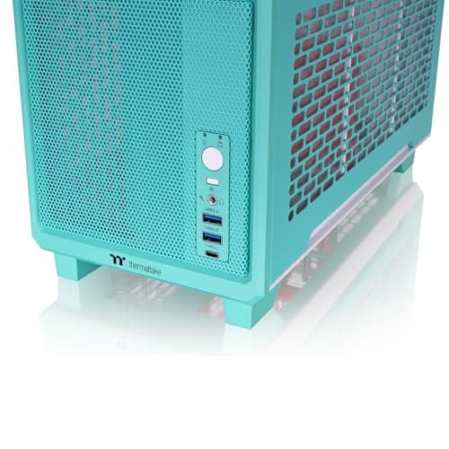 Thermaltake TR100 Mini-ITX Desktop Teal / Red with Mesh Side Panel and USB 3.2 Gen 2 Type-C USB 3.2 Gen 1 Type-A image