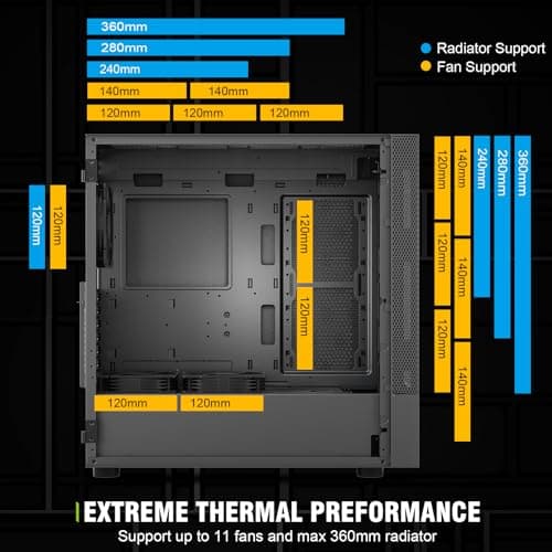 Vetroo AL600 ATX Mid Tower Black with Tempered Glass Side Panel and USB 3.2 Gen 1 Type-A, USB 2.0 Type-A Front Panel image