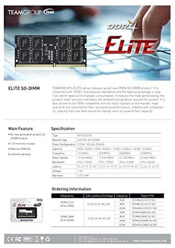 TEAMGROUP Elite Black DDR4-2666 SODIMM CL19 16GB (1x16GB) image
