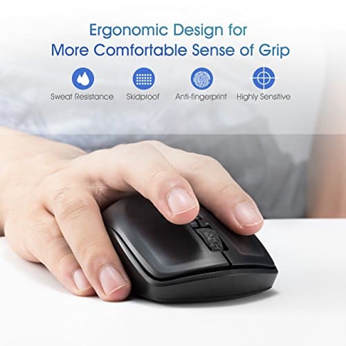 VicTsing Wireless Mouse for Laptop, Portable Ergonomic Mouse- Match Your Hand Better, 3 Adjustable DPI Levels, Power On-Off Switch, Up to 18 Months Battery Life, USB Computer Mouse for both Hand-Black image