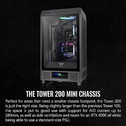 Thermaltake The Tower 200 Mini-ITX Tower Black with Tempered Glass Side Panel and USB 3.2 Gen 2 Type-C image