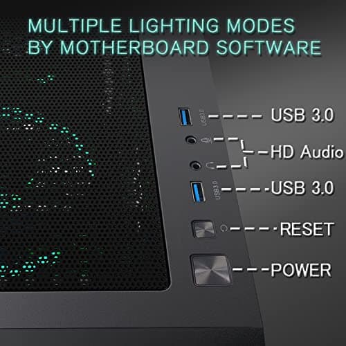 MUSETEX TW8-S6 ATX Mid Tower Black Mesh, Tempered Glass Side Panel, USB 3.2 Gen 1 Type-A image