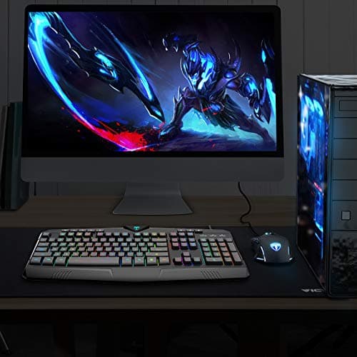 PICTEK Gaming Mouse, Entry-level Ergonomic Optical Computer Mouse for Game & Daily, 800-2400 DPI Adjustable USB Mouse Auto Breathing Wired Mouse for PC Desktop Windows 7/8/10/XP, Vista and Mac, Black image