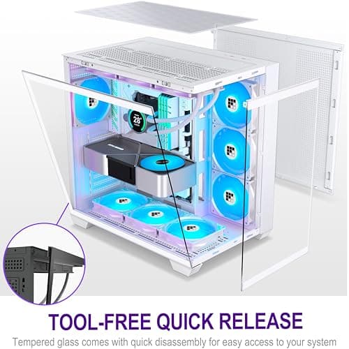 FOIFKIN F600 PC Case - Pre-Installed 7 PWM ARGB Fan, ATX Mid-Tower, FOIFKIN (White, F600) image