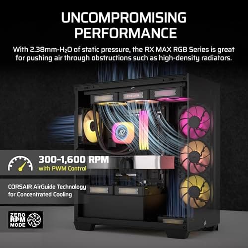 Corsair iCUE LINK RX140 MAX RGB Starter Kit 140mm Black Addressable RGB PWM 102.9 CFM 2-Pack image
