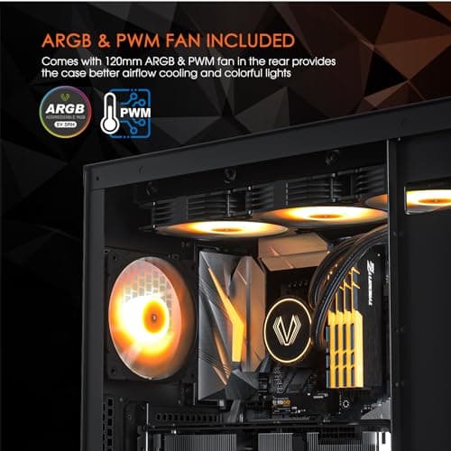 Vetroo AL-MESH-7C ATX Mid Tower Black Tempered Glass Side Panel and USB 3.2 Gen 2 Type-C / USB 3.2 Gen 1 Type-A image