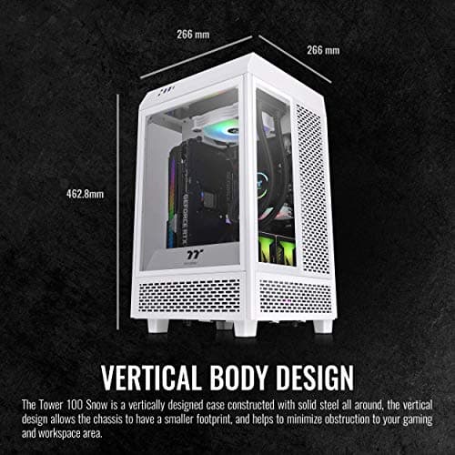Thermaltake The Tower 100 Mini-ITX Tower Snow with Tempered Glass Side Panel and USB 3.2 Gen 2 Type-C, USB 3.2 Gen 1 Type-A image