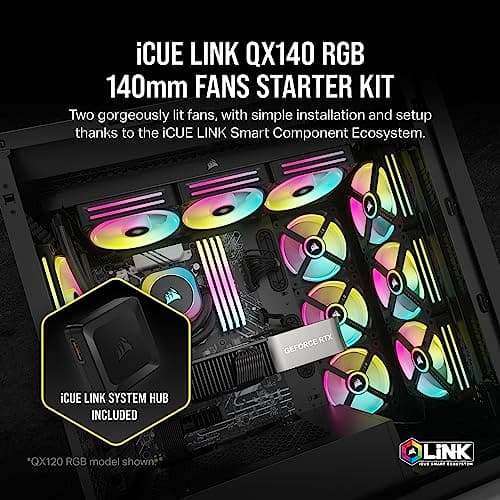 Corsair iCUE LINK QX140 140mm Black ARGB PWM 2-Pack image