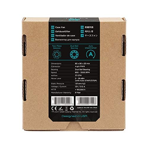 Iceberg Thermal IceGALE Xtra 80mm Teal / White 37 CFM PWM 1-Pack image