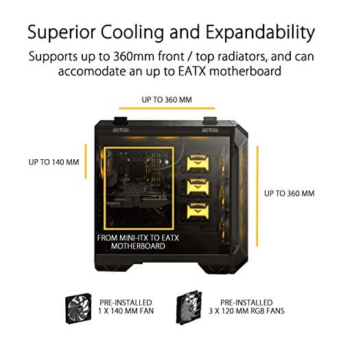 Asus TUF Gaming GT501 ATX Mid Tower Black / Gray with Tempered Glass Side Panel and USB 3.2 Gen 1 Type-A image