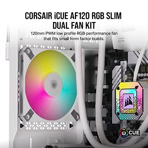 Corsair iCUE AF120 RGB SLIM 120mm White Addressable RGB PWM 56.3 CFM 2-Pack image