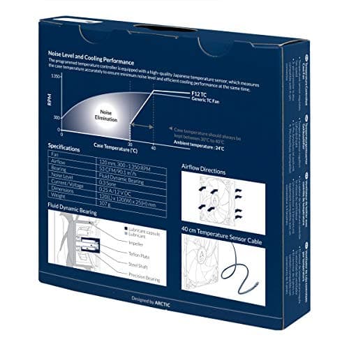 ARCTIC F12 TC 120mm White / Black 53 CFM image