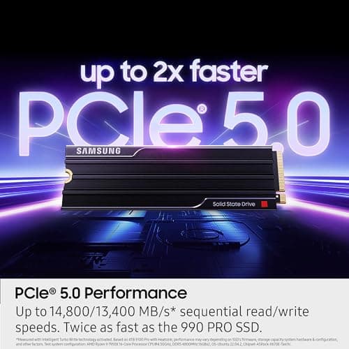 Samsung 9100 PRO w/Heatsink 4TB SSD M.2-2280 PCIe 5.0 X4 NVMe image