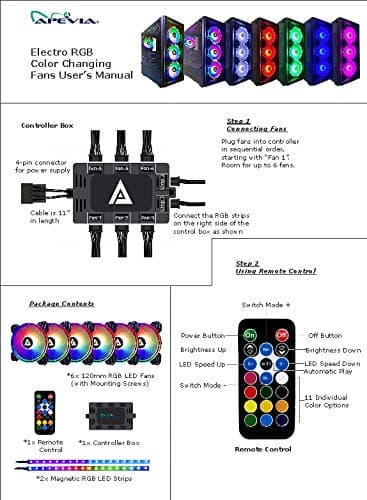 Apevia Electro 120mm White / Black RGB 57.67 CFM 6-Pack image