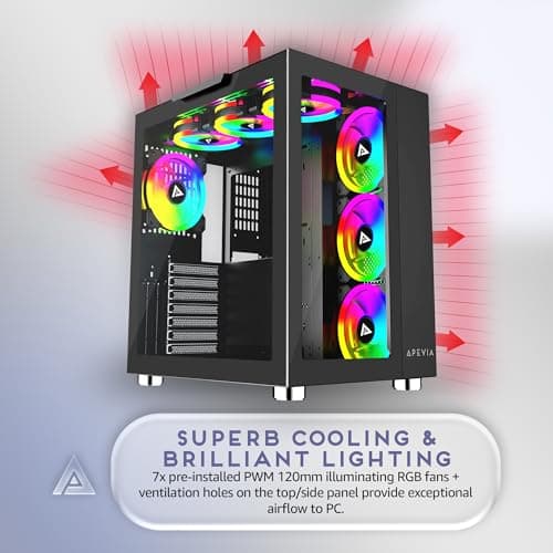 Apevia Prism Elite ATX Mid Tower Black Tempered Glass Side Panel image