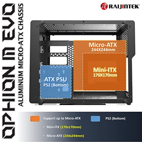 RAIJINTEK OPHION M EVO TGS Micro ATX Mid Tower Black Tempered Glass USB 3.2 Gen 2 Type-C USB 3.2 Gen 1 Type-A image