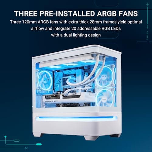 Asus Prime AP202 Micro ATX Mid Tower White with Tempered Glass Side Panel and USB 3.2 Gen 2x2 Type-C / USB 3.2 Gen 1 Type-A image
