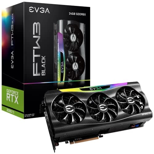 EVGA GeForce RTX 3090 Ti FTW3 BLACK GAMING, 24G-P5-4981-KR, 24GB GDDR6X, iCX3, ARGB LED, Backplate, Free eLeash image