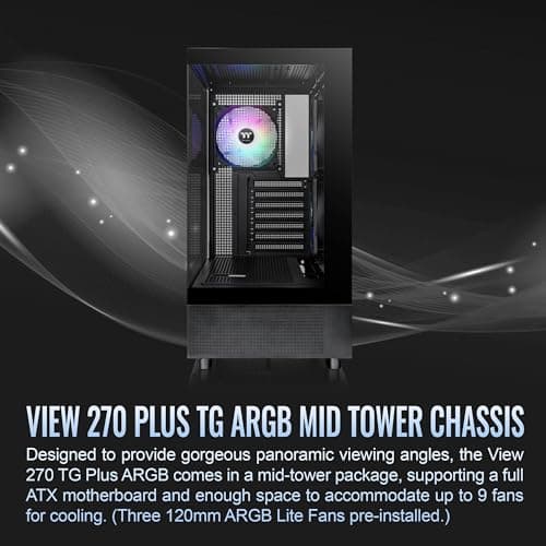 Thermaltake View 270 Plus ATX Mid Tower Black Tempered Glass ARGB image