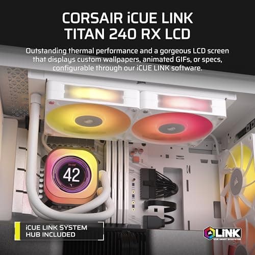 Corsair iCUE LINK TITAN Water 240mm RX LCD 73.5 CFM White image