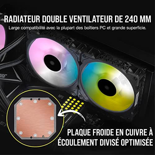 Corsair iCUE H100i ELITE CAPELLIX Water 75 CFM 240mm Black image