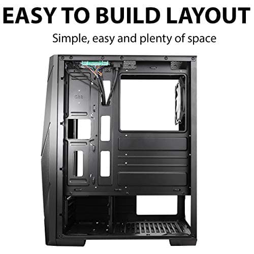 CiT Master ATX Mid Tower Black Tempered Glass Side Panel, USB 3.2 Gen 1 & USB 2.0 Front USB image