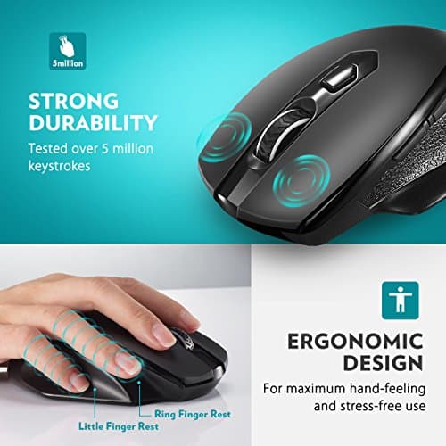 VicTsing Full Size Wireless Mouse with Nano USB Receiver, 5 Adjustable Cpi Levels, 6 Buttons for Notebook, PC, Laptop, Computer, MacBook-Black image
