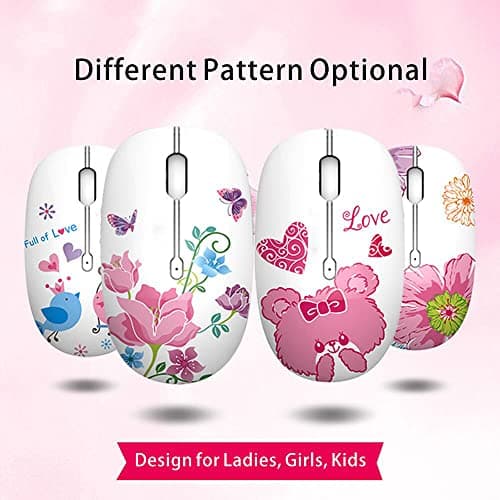 TENMOS M101 Wireless Mouse Cute Silent Computer Mice with USB Receiver, 2.4G Optical Wireless Travel Mouse 1600 DPI Compatible with Laptop, Notebook, PC, Computer (Butterfly) image