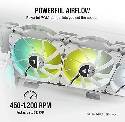 Corsair iCUE SP140 RGB Elite 140mm White RGB PWM 68.11 CFM 2-Pack image