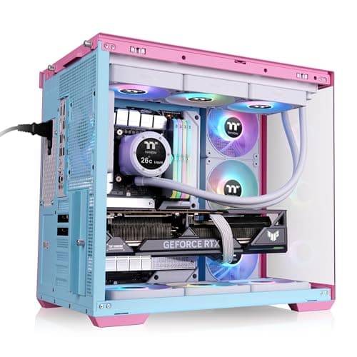 Thermaltake View 380 ARGB ATX Mid Tower Pink / Blue with Tempered Glass Side Panel and USB 3.2 Gen 2 Type-C USB 3.2 Gen 1 Type-A image
