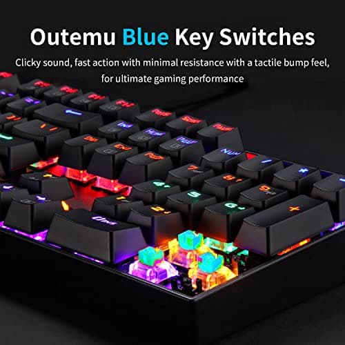 Redragon K551 Mechanical Gaming Keyboard with Cherry MX Blue Switches Vara 104 Keys Numpad Tactile USB Wired Computer Keyboard Steel Construction for Windows PC Games (Black RED LED Backlit) image